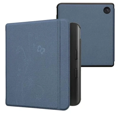 Image de kwmobile Étui Compatible avec Kobo Libra Colour Coque à Rabat magnétique Tablette eReader Similicuir Bleu foncé