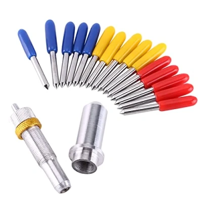 Image de Tete De Découpe Plotter,Lame Secabo,Schneideplotter Halter 12Mm,Lames Coupe Summa 15 Pièces Outil Lame En Acier Tungstène 30,45,60 Degrés Avec Support