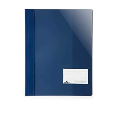 Image de Durable 269007 Lot de 25 chemises à Lamelles Format A4+ avec Porte étiquette Couverture Transparente Dos Opaque Bleu foncé