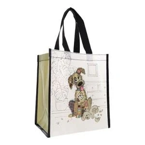 Image de KIUB Cabas de courses en matière recyclée motif Chien gentil format 30 * 26 cm avec épaisseur 16CM