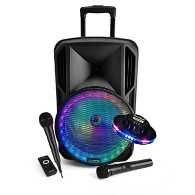Image de Enceinte sono DJ PARTY KARAOKE 700W portable Batterie 2 MICROS Disco Mobile 12 LED RGB USB/MICRO SD/Bluetooth / RADIO FM + OVNI