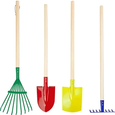 Image de 10838 Set d&#039;outils de jardin &quot;Multicolore&quot; en bois et métal, râteaux, pelle bêche, à partir 3 ans