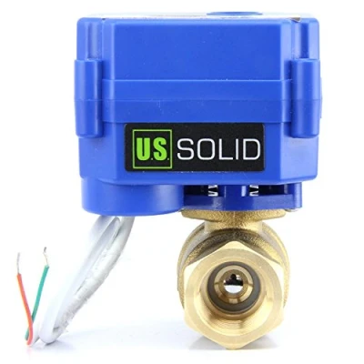 Image de U.S. Solid 3/4&quot; Vanne motorisée Laiton a sphere 2 voies electrique, 9 24V AC/DC, fils, retour automatique NC