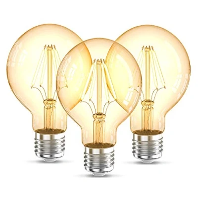 Image de B.K.Licht Lot de 3 ampoules LED Edison Vintage G80 I E27, 4W, blanc chaud 2200K, intensité lumineuse 320lm, ampoule rétro à filament