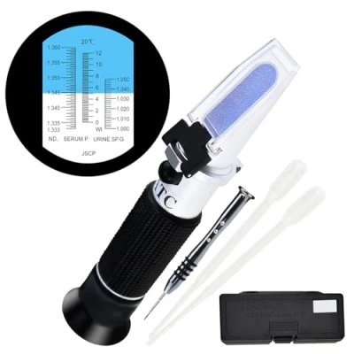 Image de 3 en 1 Échelle Clinique Réfractomètre avec 10 30C ATC, Sérum Protéine 0 12g/dl, Urine Spécifique Gravité 1.000 1.050, Réfractive Indice 1.333 1.360 RI pour Humain Utilisation