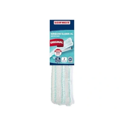 Image de Leifheit Housse de nettoyage pour raclette vitre Window Slider XL, rechange micro duo, Accessoire ménage lave vitres à absorption élevée idéal le des fenêtres et encadrements