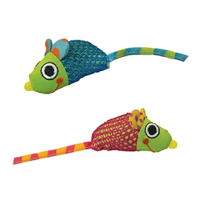 Image de Petstages Jouet pour chat Catnip Chew Mice avec herbe à chat/à mâcher souris lot de 2