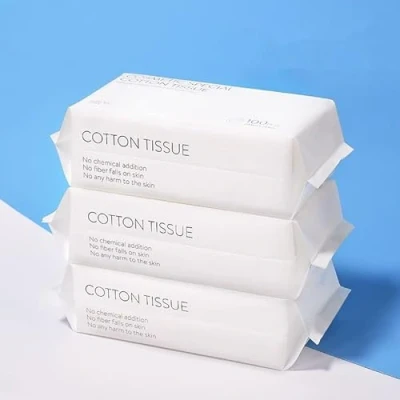 Image de Forrader Lingettes douces et sèches jetables, serviette de nettoyage simple humide sèche, tissu en coton pour les peaux sensibles soins bébé, démaquillage surface