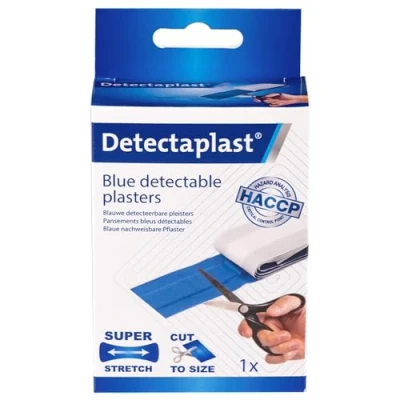 Image de pansement bleu detectable Detectaplast Elastic, pansements flexibles, safety first cuisine et alimentaire, 6 cm x 1 m, pièce