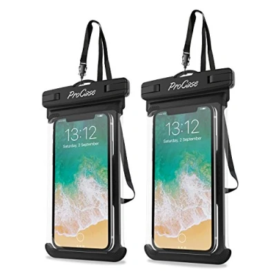 Image de Procase 2 Pochettes Étanches Téléphone Certifiée IPX8, Housse Étanche Universel pour Jusqu&#039;à 7 Pouces, iPhone 15/14/13/12/11 Mini Plus Pro Max XS XR, Samsung A14, A23, A33, Xiaomi Redmi