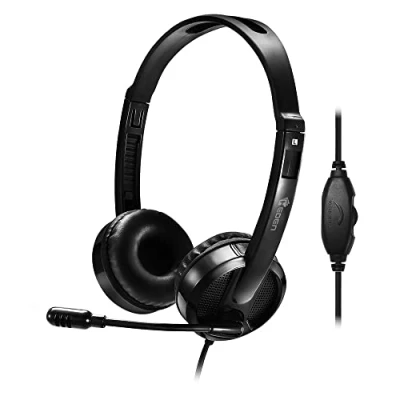 Image de Casque micro HEDEN filaire double jack 3.5mm pivotant, arceau réglable noir Neuf