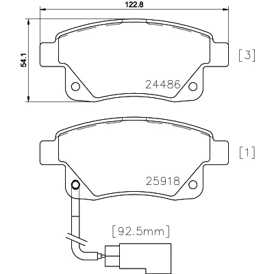 Image de HELLA 8DB 355 012 781 Jeu de plaquettes frein contact signal d&#039;usure inclus avec accessoires FORD: Transit Mk6 Van