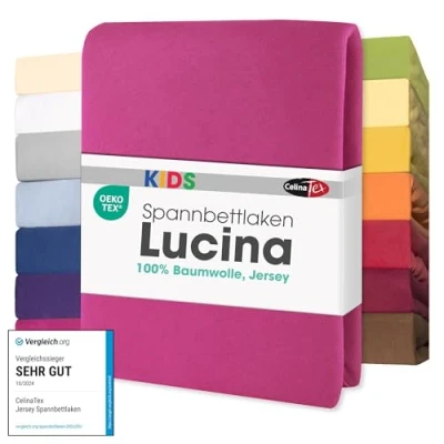 Image de CelinaTex Lucina bébé Enfants Drap Housse Berceau Lite Enfant Coton 2er Set 60x120 70x140 cm Rose