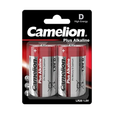 Image de CAMELION 11000220 Pack de 2 Piles Alkaline Plus LR20 D Mono, 1 Unité