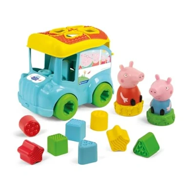 Image de Clementoni Baby 17886 Bus de tri Formes avec Peppa Pig Jeu à emboîter et Trous pour favoriser la motricité Coordination Les Enfants partir 9 Mois