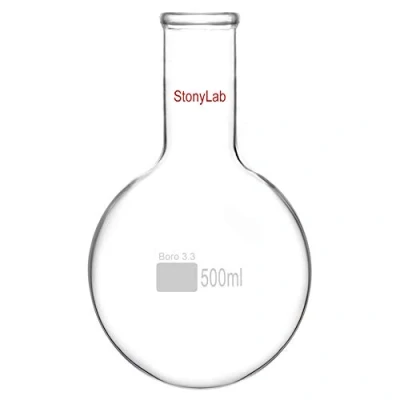 Image de stonylab Ballon Fond Rond, de Distillation à Rond en Verre Borosilicate RBF Col Long, Round Bottom Flask Laboratoire 500ml