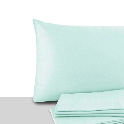 Image de Giovanni Dolcinotti Lot de 2 taies d&#039;oreiller pour lit Double et Simple, 40 x 70 cm, 100% Coton, fabriqué en Italie, Couleur Eau