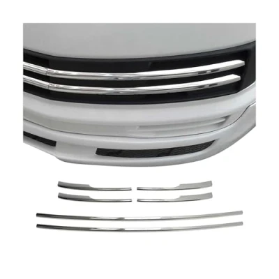 Image de Garniture de Diffuseur Pare chocs Avant Compatible avec VW Transporter T6 2015 à 2022, Baguette Calandre en Acier Inoxydable Argent