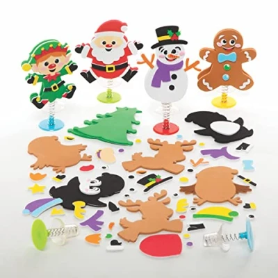 Image de Baker Ross FC146 Ressort Jouet Enfant motif Noel Lot de 8, Creatif, Mini Enfant, a ressort, Loisirs Creatifs Enfants
