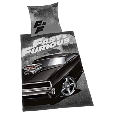 Image de Herding FAST &amp; FURIOUS Parure de Lit Réversible, Housse Couette 135 x 200 cm, Taie d&#039;Oreiller 80 Coton/Renforcé