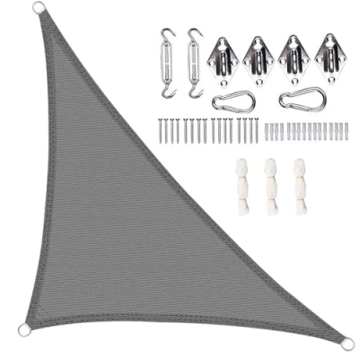 Image de WOLTU Voile d&#039;ombrage Triangulaire 2,5 x 3,5 m Protection Solaire HDPE perméable à l&#039;air UV avec kit de Fixation