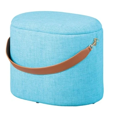 Image de Inter Link Tabouret de Rangement à Linge avec Espace Bleu Clair Tissu Dilia