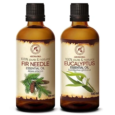 Image de Ensemble Huiles Essentielles 2x100ml HE Sapin/Abies Sibirica Eucalyptus/Eucalyptus Globulus Kit Aromathérapie pour le Diffuseurs de Bain