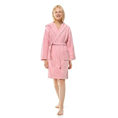 Image de Twinzen Peignoir Adolescent Garcon Fille à Capuche, 100% Coton OekoTex, Ado 15 16 Ans Rose Tissu Eponge de Bain Ultra Doux et Absorbant