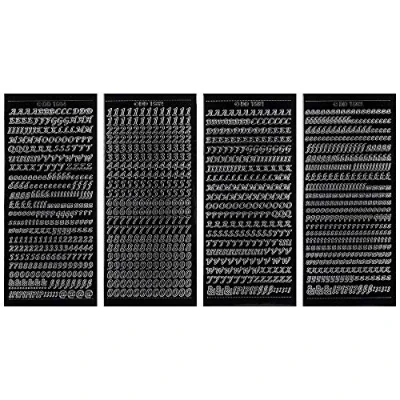 Image de Ideen mit Herz Lot de 4 autocollants 23 x 10 cm Lettres et chiffres ABC majuscules minuscules avec caractères spéciaux Idéal pour bougies cartes vœux Noir