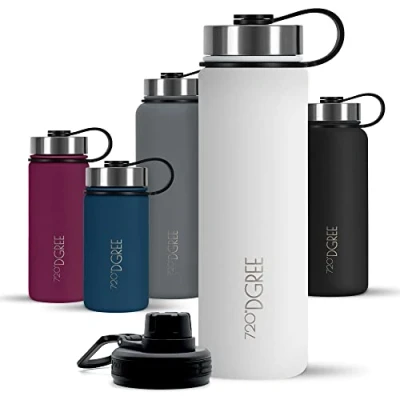 Image de 720DGREE Bouteille Isotherme noLimit 530ml Gourde en Acier Inoxydable d&#039;eau, thé, café, jus, Boisson Chaud ou Froid Premium de Isolée sous Vide + Gratis Sport Couvercle