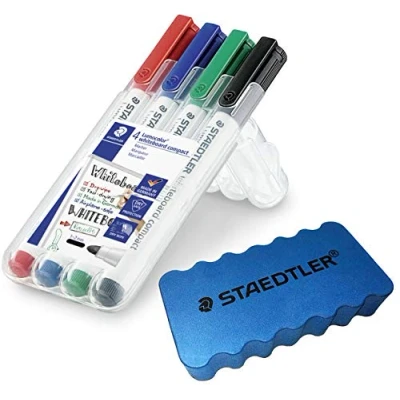 Image de Staedtler Lumocolor 341 Marqueur compact effaçable à sec, 4er Etui + Löscher