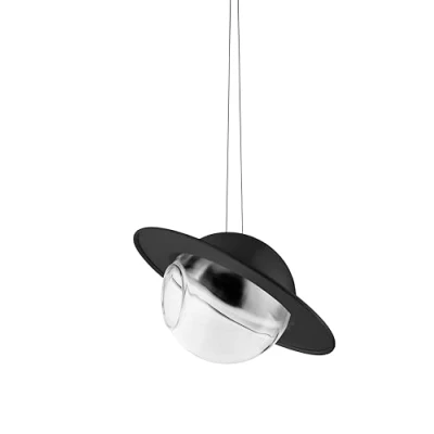 Image de EVA SOLO Mangeoire à oiseaux Saturne noire avec orbe en verre transparent et toit de protection Profitez des jardin toute l&#039;année Résistante aux intempéries nécessitant
