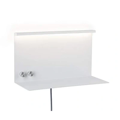 Image de Paulmann 78919 Applique LED Jarina avec étagère INCL. 1x4,5 / 1x1,6 Watts gradable Lecture Blanc Liseuse Métal Lampe Murale 3000 K, 6.1 W