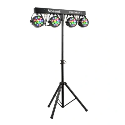Image de Beamz Partybar3 4x Projecteurs par avec Magic Ball, Contrôle DMX, Télécommande ou Programmes Automatiques, Pied Tripode Inclus, Idéal pour la Scène, Soirées, Animations, Shows Préprogrammés