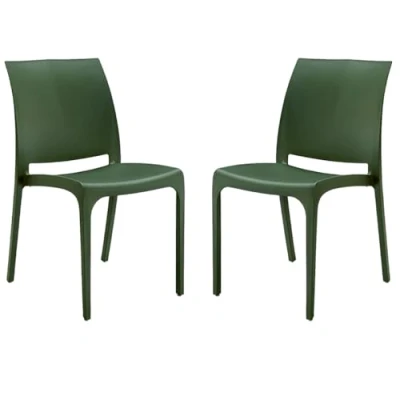 Image de LIBEROSHOPPING.eu LA TUA CASA IN UN CLIK Volga Chaise de Style Moderne, élégante, Robuste, en polypropylène empilable, pour intérieur et extérieur (Vert 2 Chaises)