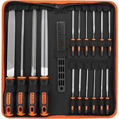 Image de 17Pcs Limes et Râpes, AojSup Lime Metal en Acier Forgé T12, 4x Grand Metal, 12x Aiguille 1x Brosse de Nettoyage, à Metaux pour Menuiserie/Sculpture/Travaux Manuels/Atelier