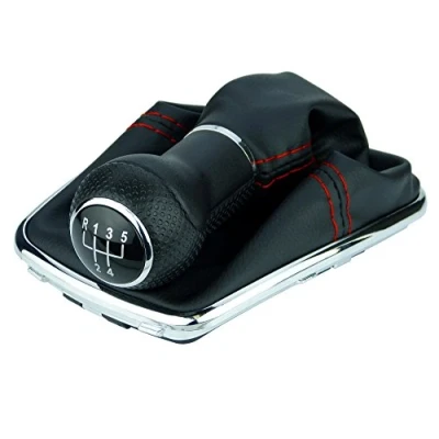 Image de L&amp;P A253 0 Soufflet Levier de Vitesse Pommeau 12mm compatible avec VW Golf 4 IV Boite 5 Cadre Plug &amp; Play Pièce rechange pour 1J071113 Noir Chrome Rouge