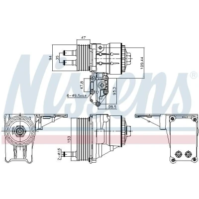 Image de NISSENS 91328 Radiateur d&#039;Huile avec boîtier de filtre à huile FORD: Transit Mk6 Van, Mk5 Minibus