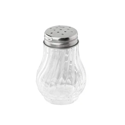 Image de FMprofessional salière et poivrière en verre 50 ml, pour un dosage facile, différentes occasions, pot à épices de haute qualité (couleur argenté) Quantité : 1 pièce