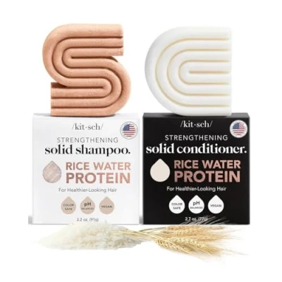 Image de Kitsch Rice Bar shampooing et après pour la croissance des cheveux Barre de shampoing au riz renforcer, nettoyer hydrater shampo