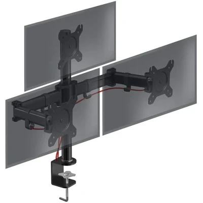 Image de Support triple 3 écrans PC Duronic DM253 Rotatif/Inclinable/Pivotable Noir