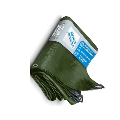Image de etm Bâche imperméable avec oeillet de Protection Usage extérieur intérieur étanche, résistante aux UV pour Bateaux Chantiers travaux Epaisse densité 140 g/m², Vert 8x10 m