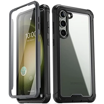 Image de Poetic Guardian coque compatible avec Galaxy S23+ Plus 5G 6,7&quot;, protection d&#039;écran intégrée identification d&#039;empreintes digitales, de intégrale hybride antichoc, noir/transparent