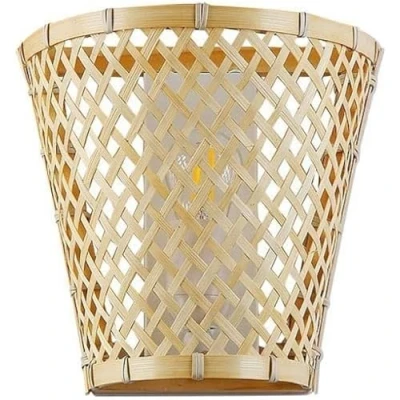 Image de B·LED BARCELONA LED BarcelonaLED Applique murale en osier avec culot E27 Blanc et abat jour forme de panier bambou rotin pour lumière haut bas intérieur Table chevet salon chambre
