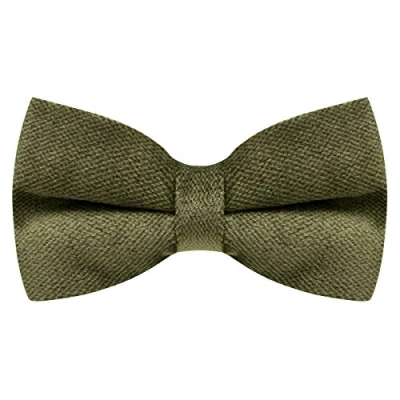 Image de King &amp; Priory Nœud papillon de luxe en velours texturé vert olive