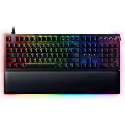 Image de Razer Huntsman V2 (Switches Analog) Clavier Gamer Optique pratiquement sans Latence Optiques Analogiques, Touches en PBT Doubleshot, Câble USB C Détachable) AZERTY Noir