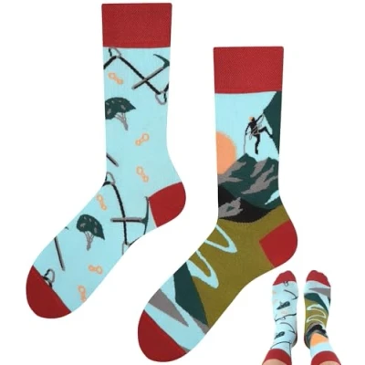 Image de TODO Colours Chaussettes amusantes avec motif Multicolores, folles pour la joie de vivre, d&#039;escalade, 43 46