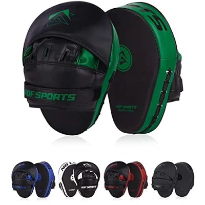 Image de AQF Pattes d&#039;ours Boxe,Taekwondo Gant De Boxe Cible, Pao Boxe, Entraînement Sport Combat Mitaines Cuir Synthétique avec Ajustable Sangle, Bouclier Courbe Pads Paire Muay Thai &amp; MMA (Vert)