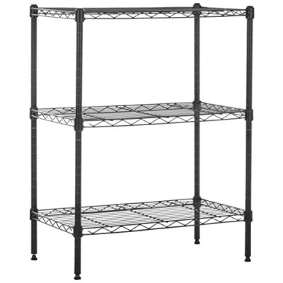 Image de Amazon Basics Étagère à 3 tablettes étroites réglables en hauteur avec pieds de nivellement, charge max. 363 kg, Noir, 34 x 76.2 58.9 cm (l L H)