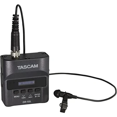 Image de TASCAM DR 10L/LW Enregistreur audio numérique avec microphone cravate Noir Modèle 10L
